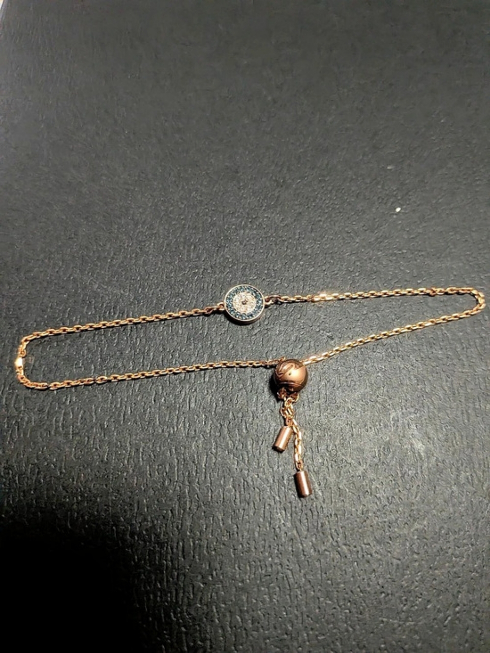 Swarovski Luckily Evil Eye Rose Gold Tone Adjustable Sliding Bracelet
